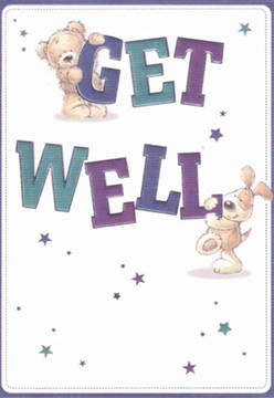 This charming get well card captures the heart of South Ruislip's supportive spirit, offering instant comfort through playful, artful detail. The scene unfolds with a cuddly bear gently holding the top of the word 'GET,' while a lively puppy nuzzles the base of 'WELL,' their rounded features radiating affection and hope. The text-painted in rich purples and soothing teals-brings lively contrast against a crisp, white canvas, evoking the clarity and cleanliness valued in nearby homes and parks. Scattered star accents add a touch of magic, reminiscent of the first evening lights flickering on in South Ruislip's friendly streets. Every illustrated detail-soft fur, expressive faces-conveys nurturing energy, much like the bouquets arranged daily by trusted florists within the community. You can almost sense the thoughtful care placed in every brushstroke, paralleling the careful preparation of fresh florals for delivery across South Ruislip. Ultimately, this card acts as both gentle reassurance and a small, joyful beacon for anyone on the journey to better health.