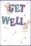 From its first impression, this get well card exudes warmth and playful optimism-qualities at the heart of South Ruislip. Two loveable companions, a teddy bear and a puppy, appear to come alive on the card, each delighting in the bold, colourful letters that spell out 'Get Well.' Shades of indigo and teal lend gentle vibrancy to the design, setting the message aglow against a soft cream background like sunlight dancing on Ruislip Lido's waters. Twinkling stars in blue and purple scatter a whimsical, hopeful spirit across the card, imbuing it with youthful energy. The illustrated fur of the bear and puppy is rendered so richly, one can almost feel the downy texture-a comforting touch, recalling the softness of petals in a freshly delivered bouquet. More than a simple greeting, this card carries the healing essence of genuine care-a perfect companion to flowers sent from Flowers South Ruislip, especially for those facing recovery in the local community.