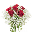 Graceful and evocative, this hand-tied bouquet radiates the warmth of a heartfelt South Ruislip celebration. At the centre, six plush red roses rise proudly, their velvety petals spiraling open in brilliant displays of devotion and admiration. Wrapping each rose, a cloud of delicate white Gypsophila blooms-a dreamy layer of soft, pearlescent flowers that offer gentle contrast and lift, much like a fresh morning mist drifting over the parks of South Ruislip. Each fresh green stem is gathered with care, skillfully bundled in the classic style recalling the neighbourhood's best local florists. The fragrance-subtle but unforgettable-combines the sweetness of open roses with the crisp freshness of newly cut greens, evoking both celebration and peaceful affection. Ideal for a surprise delivery for an anniversary along Victoria Road or marking a loved one's birthday near Ruislip Gardens, this bouquet's balance of vivid crimson and airy white captures a sense of enduring beauty and sincere joy, perfectly suited to the welcoming, vibrant spirit of the community.